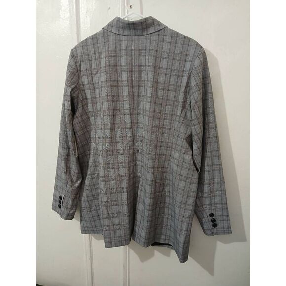 Nordstrom womens xxl BRITISH PLAID work blazer jacket gray viscose $179 - Picture 4 of 7